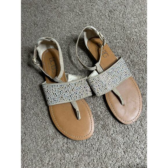 Women’s size 9.5 B BCBG Paris Sandals Gold Silver Sparkle Gladiator - Picture 1 of 5
